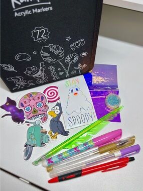 Ohuhu Kahuku 72 Color Acrylic Paint Marker Set + Art Supply Extras FREE GIFTS
